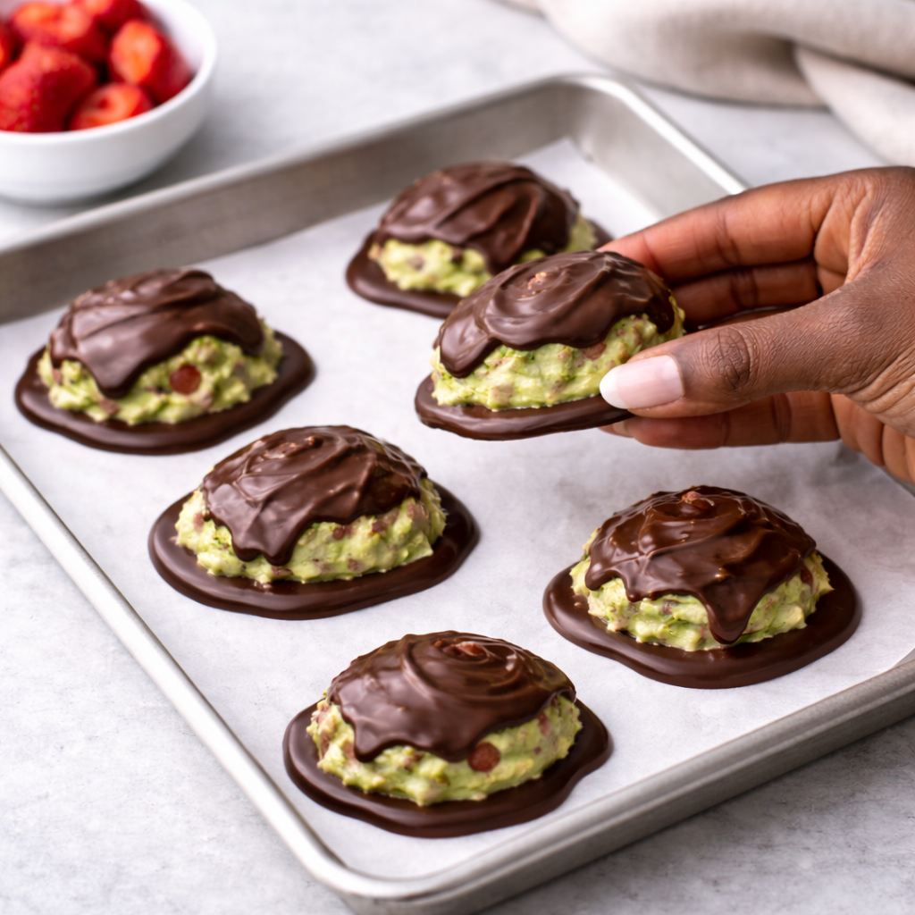 Finished matcha chocolate clusters ready to serve