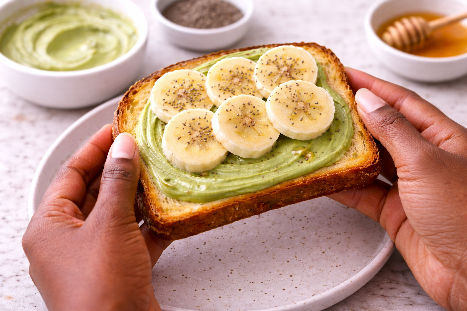 Step 6: Finished matcha banana toast ready to serve